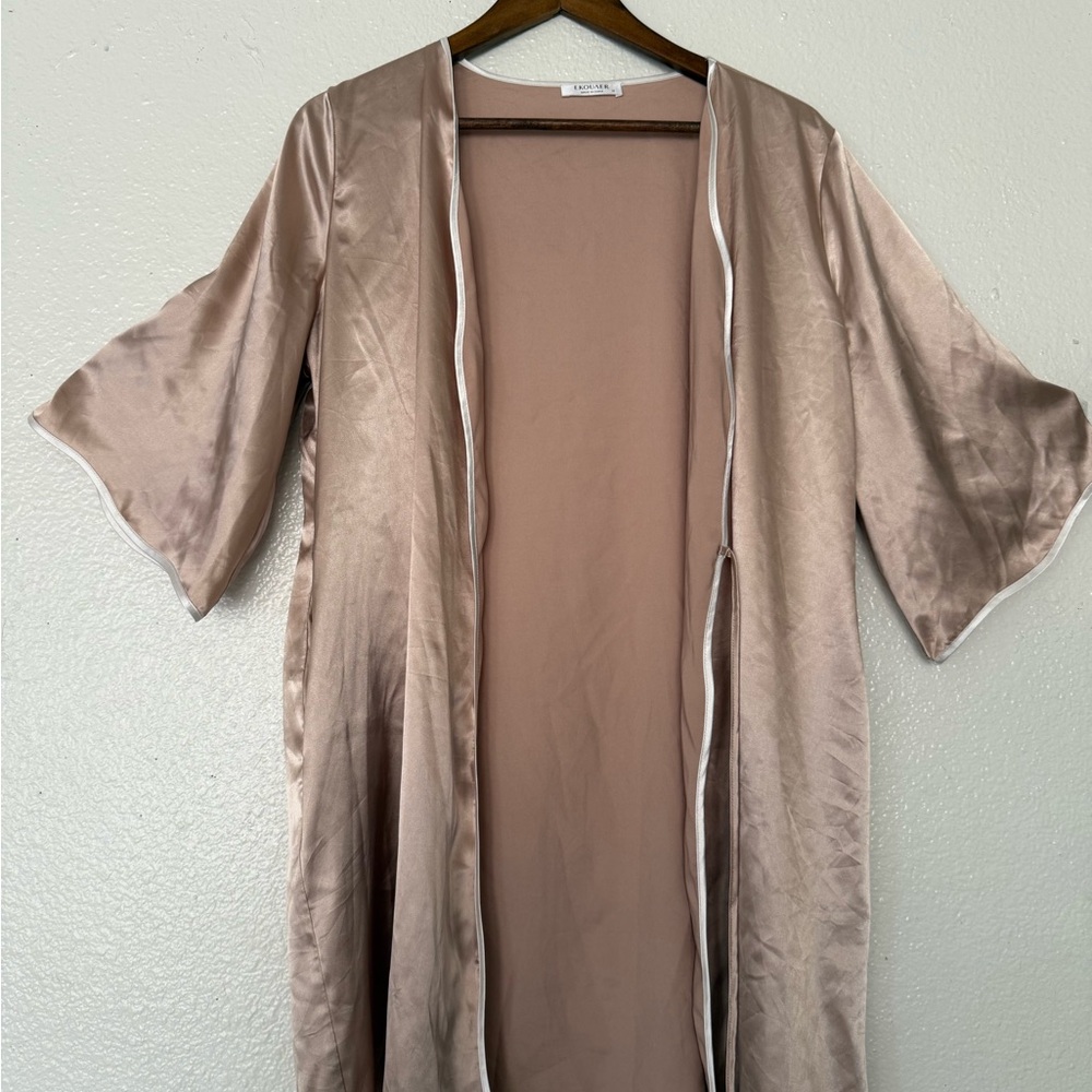 Tan Satin Kimono Robe Intimates size M